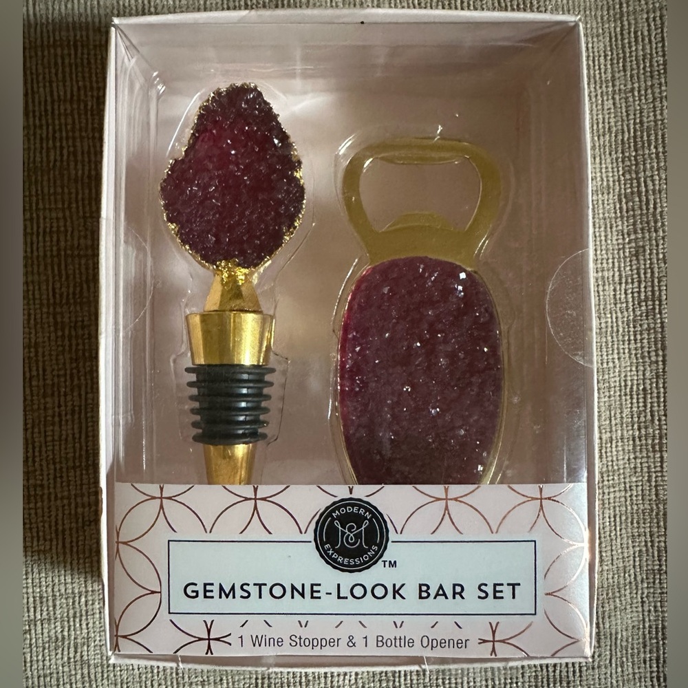 Modern Expressions Gemstone look BarSet: Wine stopper and Bottle Opener